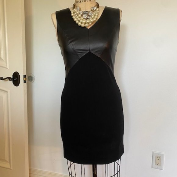 Club Monaco Dresses & Skirts - CLUB MONACO V NECK LEATHER TOP DRESS